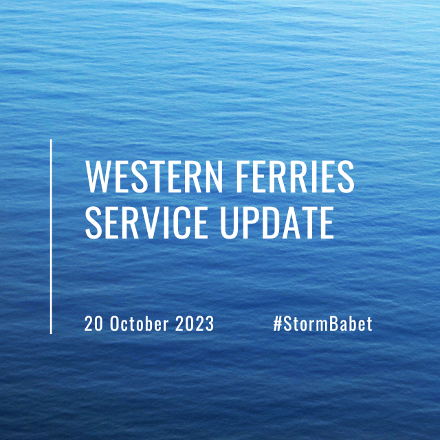 Western_Ferries's tweet photo. ‼️SERVICE STATUS FRIDAY 20 OCTOBER 7.15am‼️

Due to the weather conditions brought by Storm Babet, our service is currently suspended.

We will do a review at 12.00pm, please check our website for updates at https://t.co/r0S4zjMIIA

We apologise for any inconvenience caused. https://t.co/nL0DIlXgDW