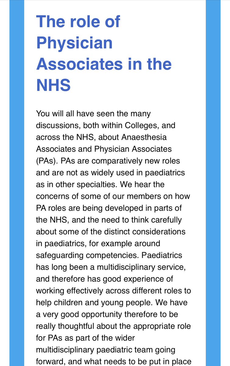 Calling all paediatricians - we have been largely watching from afar re the role of PAs in other specialties. <a href="/RCPCHtweets/">RCPCH</a> now wants to know what we think - really important we fill this in: forms.office.com/pages/response…