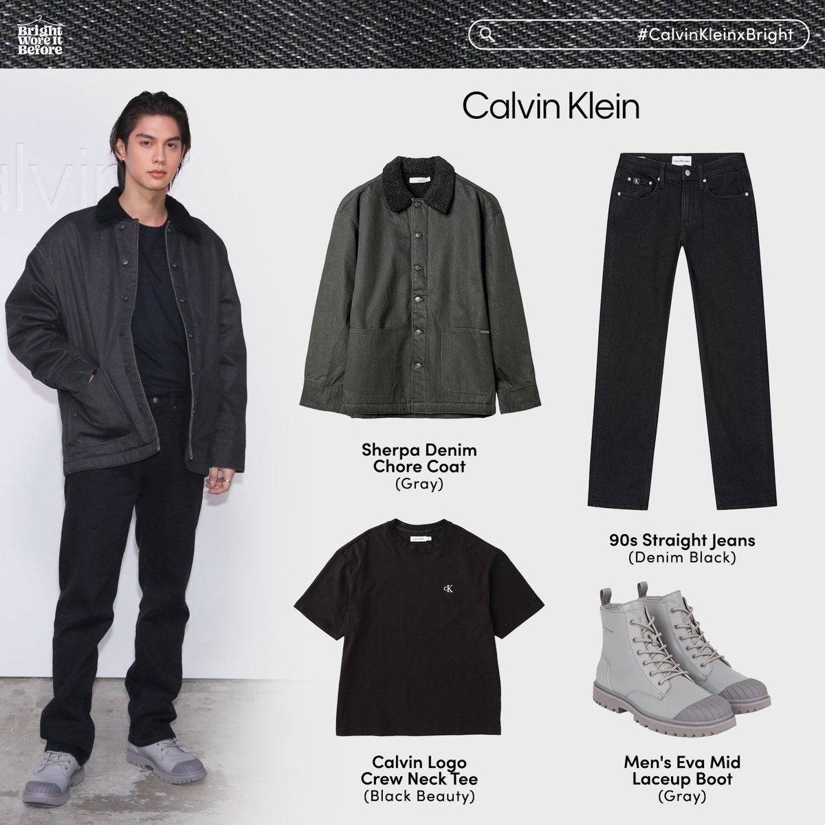 brightworeit's tweet image. ◆◇ All @CalvinKlein ◇◆ 
🥼 Sherpa Denim Chore Coat (Gray)
🛒 6,900 THB 

👕 Calvin Logo Crew Neck Tee (Black Beauty)
🛒 2,900 THB

👖90s Straight Jeans (Denim Black)
🛒 8,500 THB 

👞Men’s Eva Mid Laceup Boot (Grey)
🛒 8,900 THB 

📸 IG : @GQJAPAN 

#CalvinKlein…