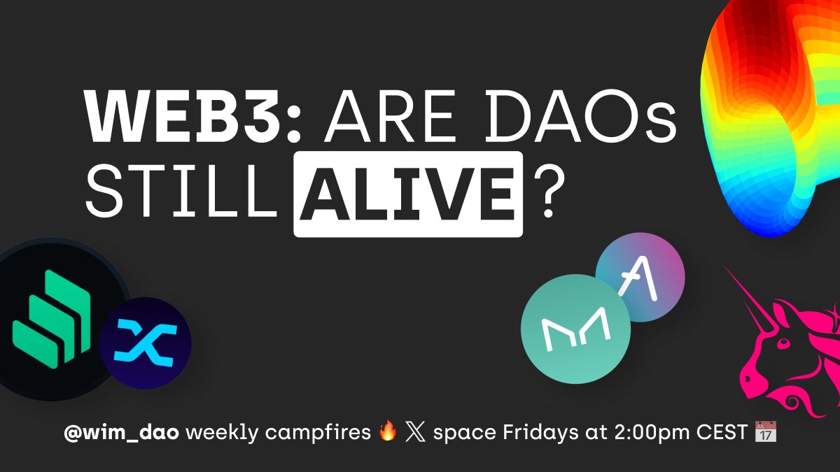 Good morning Web3 fellows! This noon we host our weekly campfire 🔥 around the silent topic of #DAOs! What's your take regarding their current state? What is the future you envision for them? 🎙️ Open Mic! 📅 See you on stage at 2:00pm CET x.com/i/spaces/1lpkq…