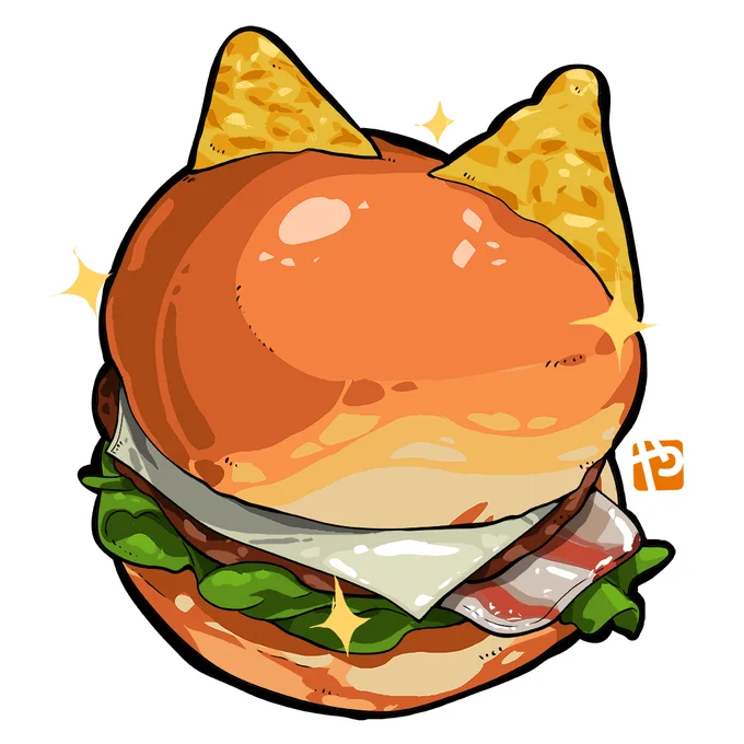 食べれないのが悲しい、描くしかないか!!#やっぱバーガーだよな白上 #フブキカフェ 