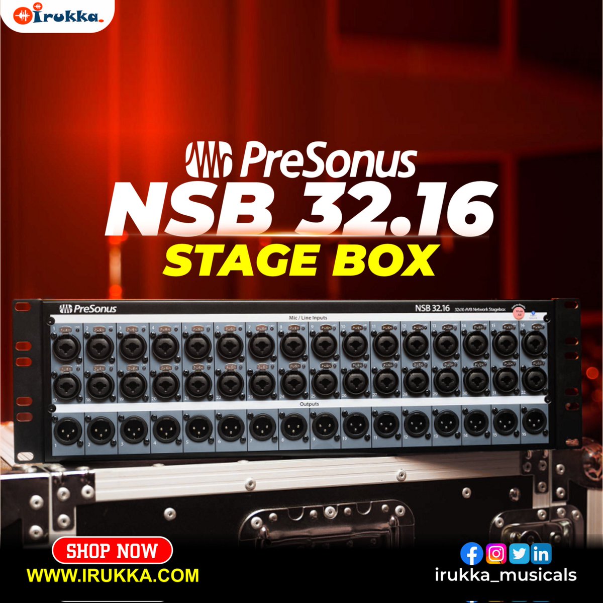 irukka_musicals's tweet photo. Discover the #PreSonus #NSB 32.16 #stagebox! It can expand #audio capabilities for one or multiple #StudioLive Series III digital mixers on the same network.
Perfect for mixers with limited analog I/O.
Check out the details @ https://t.co/Pi3gOo0Mdb and Send us a DM.
#irukka https://t.co/dPkFH3fGQC