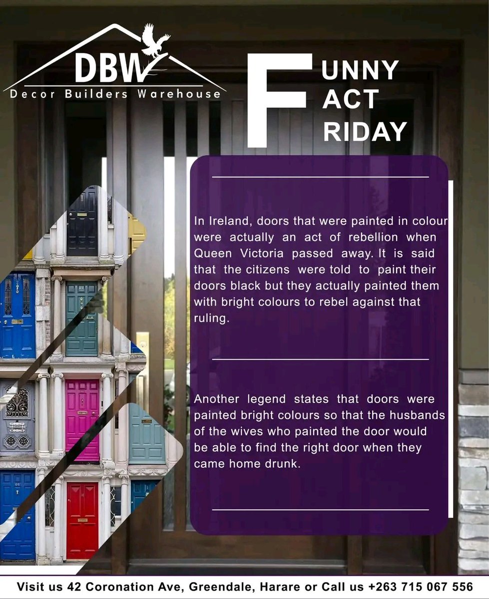 Fun Fact Friday.
Turn your entrance into a conversation starter with our doors. Visit our hardware store, where the spirit of merriment awaits to transform your living space.
#decorbuilderswarehouse
#42coronationavenue
#DBW
#hardware