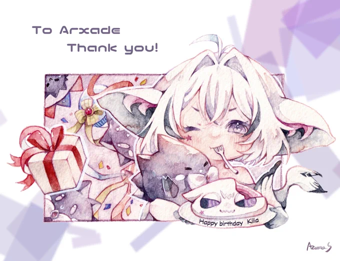 深海っ子ちゃん可愛いお誕生イラストを描かせてもらいましたリクエストありがとうございました!#Skeb #Commission 