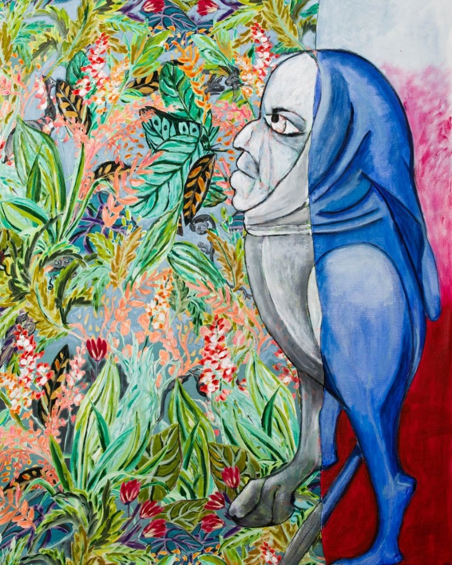 GM FAM ☀️🙋🏼‍♀️ Happy Friday 💚❤️

I love painting and I will paint for the rest of my life! 🎨🖌️

This is one of my greatest works 🖼️

"The PASSING" 🎨 

Acrylic on Canvas and Printed textile 👩🏼‍🎨
155x90cm IRL

Physical work + NFT > DM

Available on <a href="/foundation/">Foundation 🌐</a> 

Link 👇