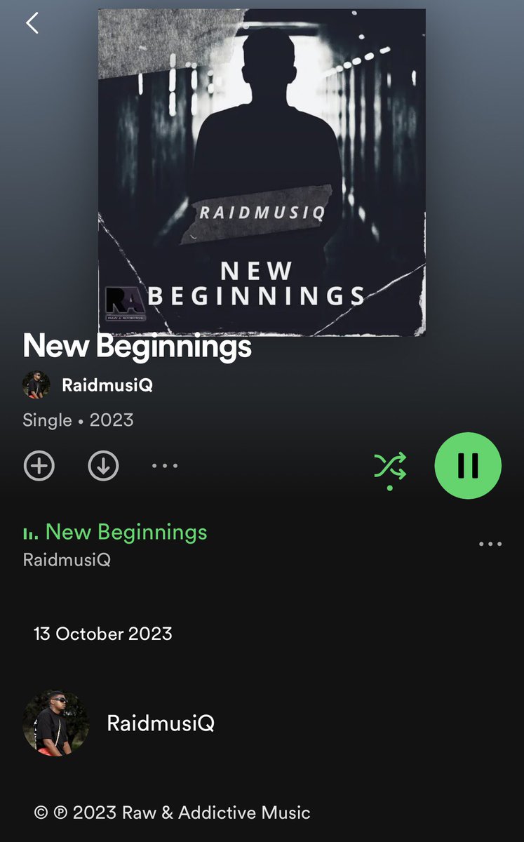 🚨New single is out today Titled RaidmusiQ - New Beginnings under @rawaddictivemusic 🚀 spotify.link/3qJxQDSr2Db #Amapiano #AmapianoMusic #NewMusic #SingleRelease #NewSong #MusicRelease #AmapianoArtist #RaidmusiQ #New Beginnings #musicpromotion