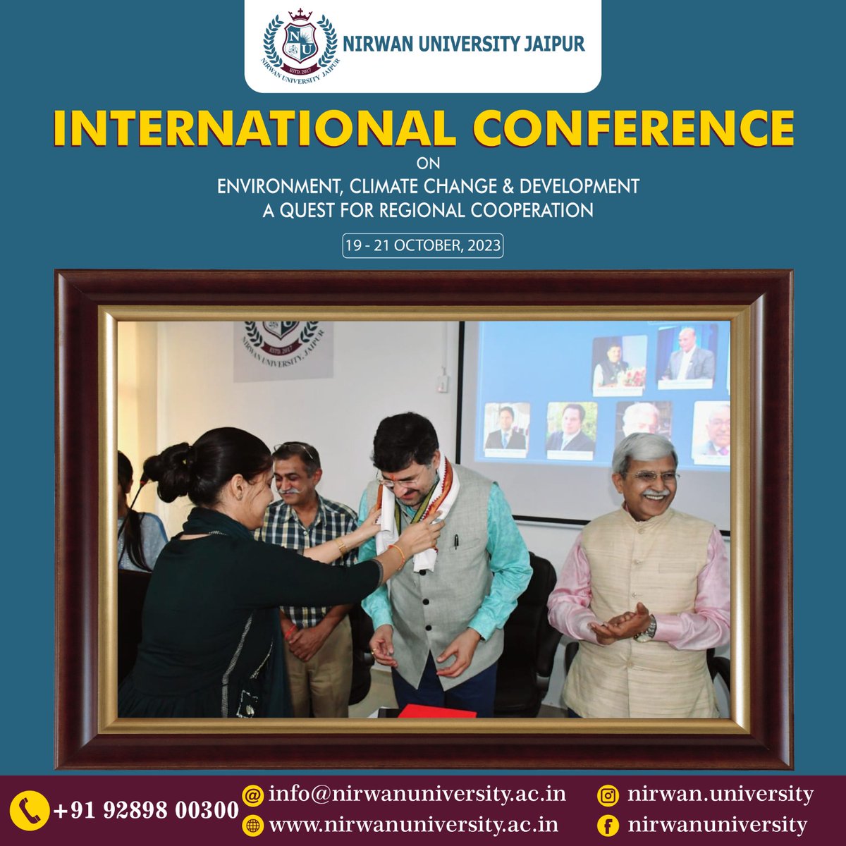 nirwanuniv's tweet image. International conference on environment, climate change &amp;amp; developent a quest for regional cooperaton on 19-21 Ocyober, 2023 organixed by Nirwan University Jaipur
#EnvironmentConference #ClimateChange #RegionalCooperation #NirwanUniversityJaipur