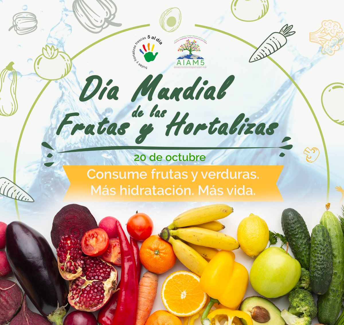 RevistaMercados's tweet photo. ¡Buenos días! Hoy es el Día Mundial de las Frutas y Hortalizas 🥦🍉🍐🥬🍆
De la mano de @5aldiaspain celebramos la importancia del consumo de estos alimentos como fuente de salud y bienestar😋
No lo olvides, 📣¡consume al menos 5 raciones!📣
#DMFV2023 #DíaMundialFyV https://t.co/RPS4KqviEd