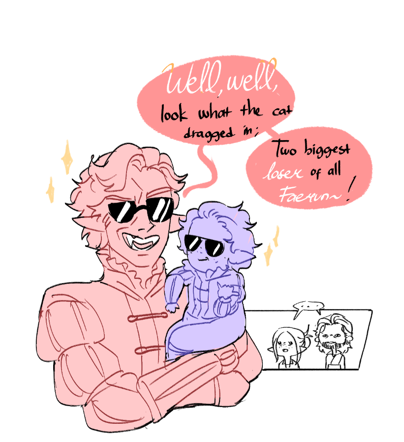 necromosss's tweet photo. User pink-diamond-and-serenity on tumblr asked to see Astarion babysit their child,,, Not sure if Astarion's gonna be a good or a bad influence for Ayn.... #bg3 https://t.co/kqM89LPBdz