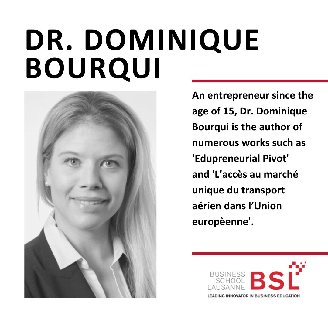 Dr. Dominique Bourqui holds the roles of Chief Academic Officer and Director of the Doctoral School at BSL.

Her published works include 
📚’L’accès au marché unique du transport aérien dans l’Union européenne’
📚’Edupreneurial Pivot’

Learn more: hubs.li/Q025NjtC0