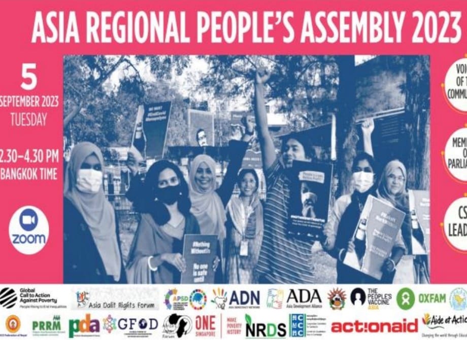 Time for #GlobalAction!
The Asia #PeoplesAssembly 2023 demands: #UniversalHealthCoverage #UniversalSocialProtection #Democracy #CivicSpace #HumanRights #ClimateJustice & #DisasterRiskReduction
Read the #PeoplesDeclaration here: shorturl.at/dhsAS @antonioguterres @UN_Armida