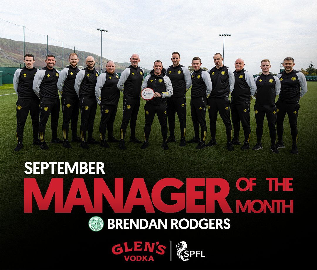 Congratulations to @CelticFC's Brendan Rodgers, @GlensVodkaLLG Premiership Manager of the Month for September! 🏆