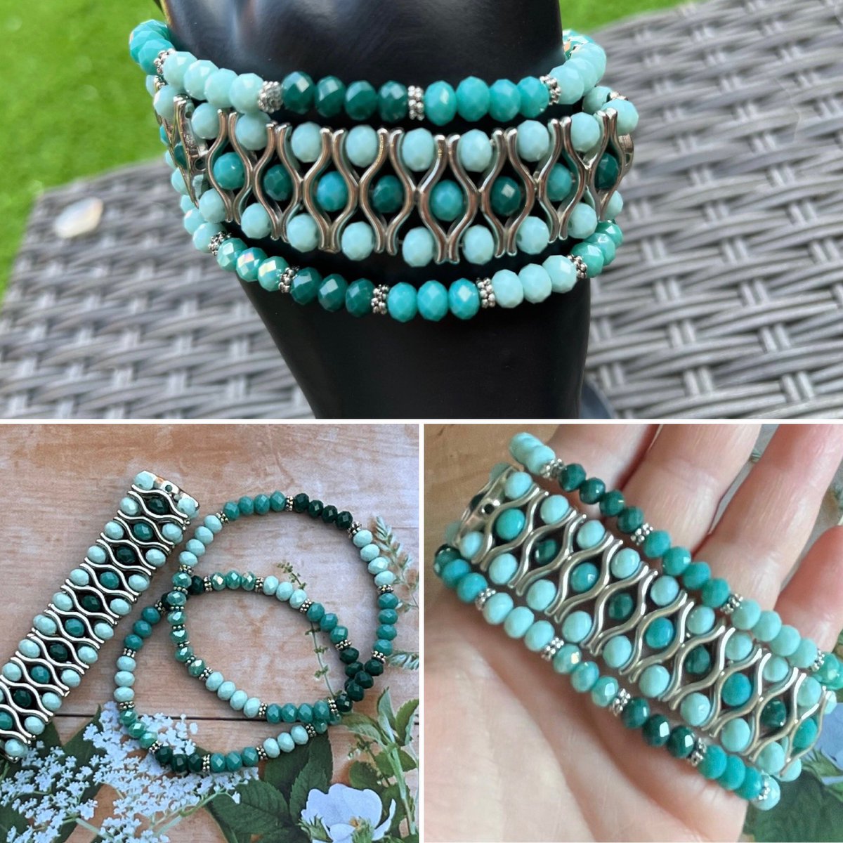 OliviaGraceJill's tweet photo. Colourful blue and green tone set of 3 faceted glass bead bracelets. These are all stretchy bracelets in an assortment of teal, turquoise green and blue shades. 

https://t.co/odvjdenDh0

#colourfulbracelets #crystalbeadsbracelet #stretchybracelets #matchingbracelets #setofthree https://t.co/DjR5l30X6f