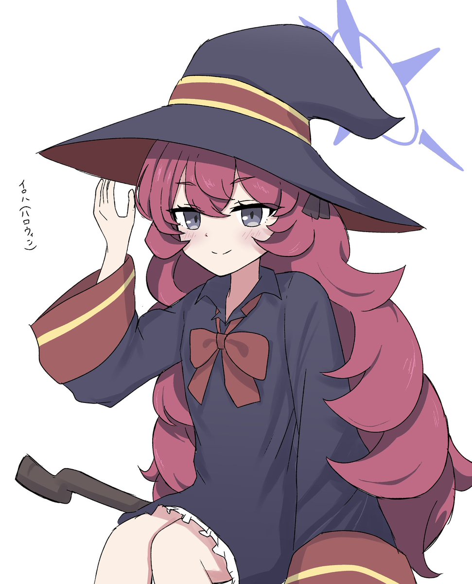 1girl hat solo red hair witch hat long hair halo  illustration images