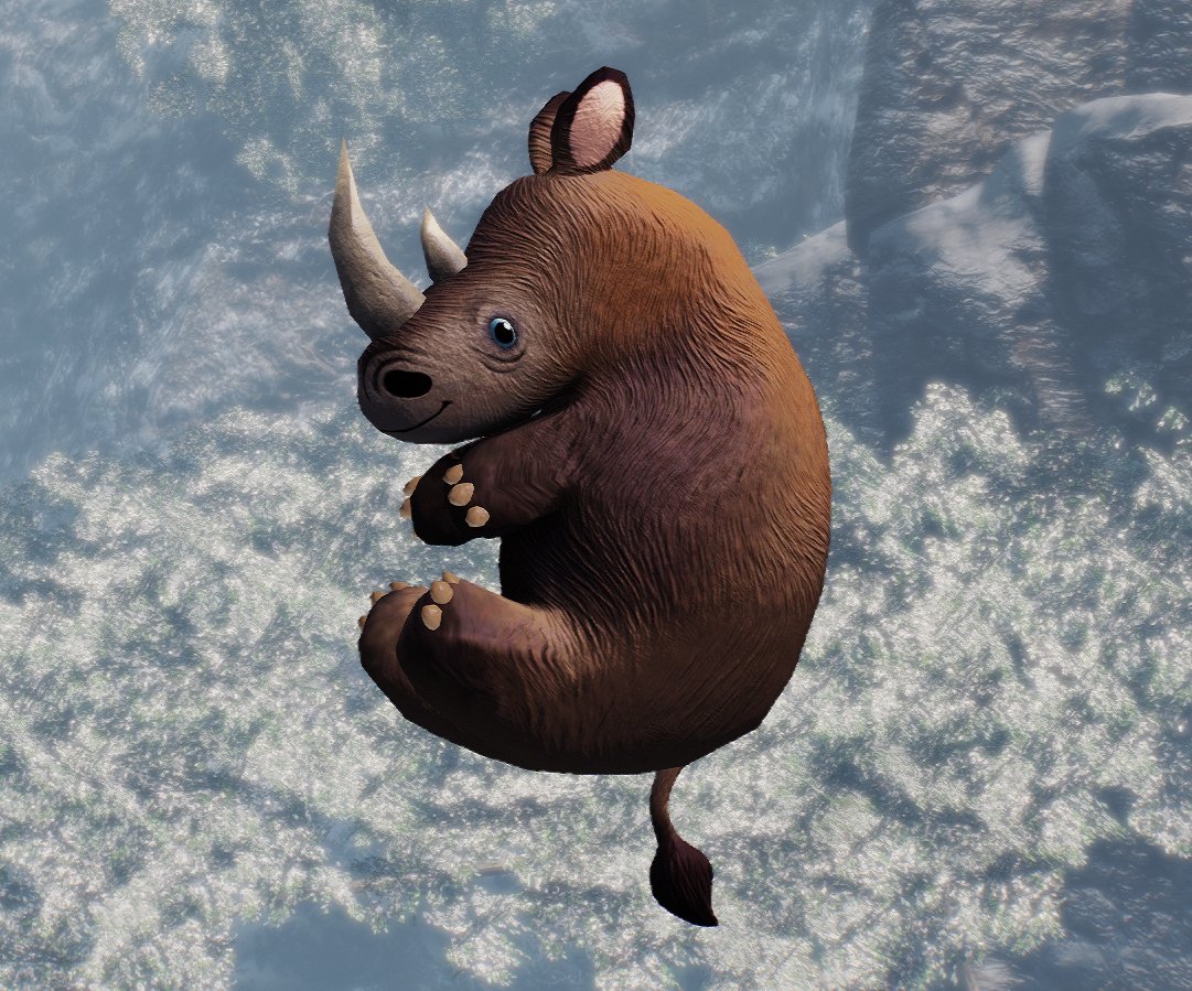 Woolly rhino plushie cosmetic made for @PrimalCarnage 🦏