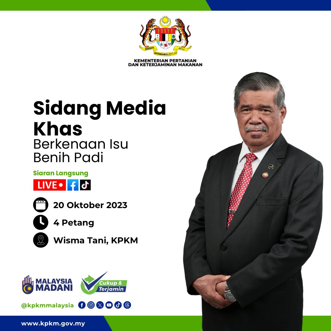 𝐒𝐢𝐝𝐚𝐧𝐠 𝐌𝐞𝐝𝐢𝐚 𝐊𝐡𝐚𝐬 𝐨𝐥𝐞𝐡 𝐘𝐁𝐌 𝐊𝐏𝐊𝐌 𝐁𝐞𝐫𝐤𝐞𝐧𝐚𝐚𝐧 𝐈𝐬𝐮 𝐁𝐞𝐧𝐢𝐡 𝐏𝐚𝐝𝐢

#MalaysiaMADANI
#KPKMMalaysia
#TeamKPKM
#CukupDanTerjamin
#AgroMadani