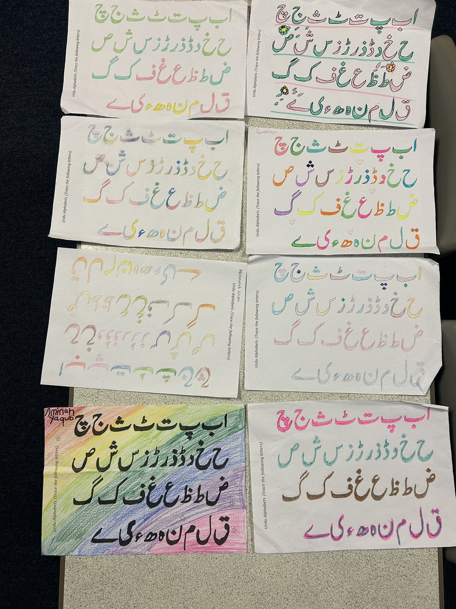 Urdu_licious's tweet photo. Some fantastic work and designs of the Urdu alphabet by my year 7 Urdu class. شاباش https://t.co/PCA9FUh99J