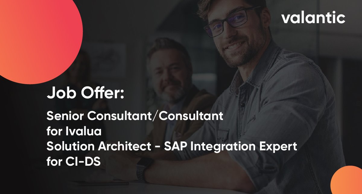 valanticL2021's tweet photo. JOB NEWS: We are currently offering Senior Consultant/Consultant for Ivalua &amp; Solution Architect - SAP Integration Expert for CI-DS position (all genders). Click here to go directly to the job advertisement: https://t.co/VmwCAYIjLl. Send direct message to hr@sdi.valantic.com https://t.co/6Sx3X4gbYI