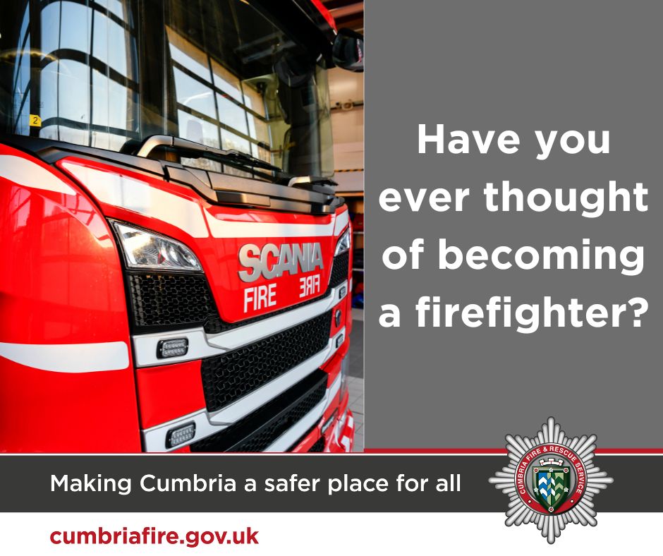 If you’re interested in becoming a firefighter with Cumbria Fire and Rescue Service, then please find out more at our first virtual information session on Sunday, October 29 (7pm to 8pm). For more information visit: cumbriafire.gov.uk/news/online-in…