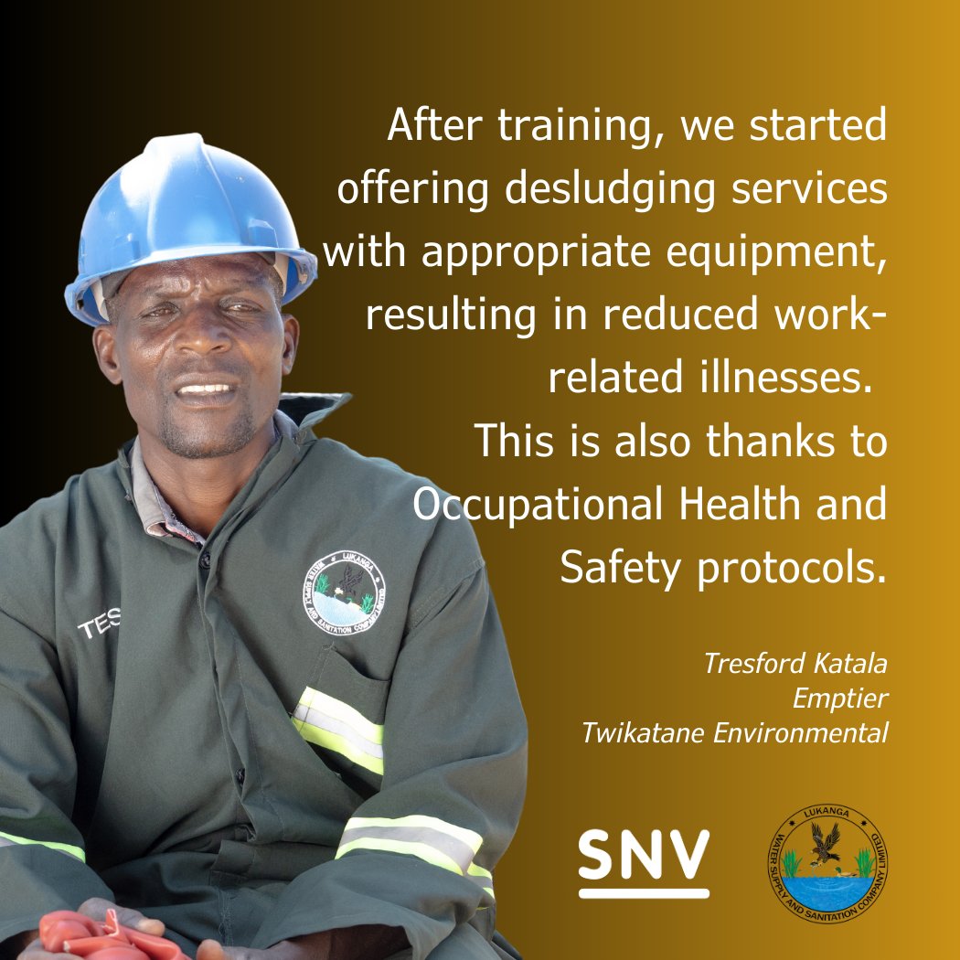 Key factors driving work satisfaction: a safe, health-conscious environment that provides workers with professional tools. Kudos to Zambia’s LgWSSC for enabling this achievement for Kabwe’s #SanitationWorkers.

📽️on.snv.org/46fPXwM

#UrbanResilience #SNVImpactThatMatters