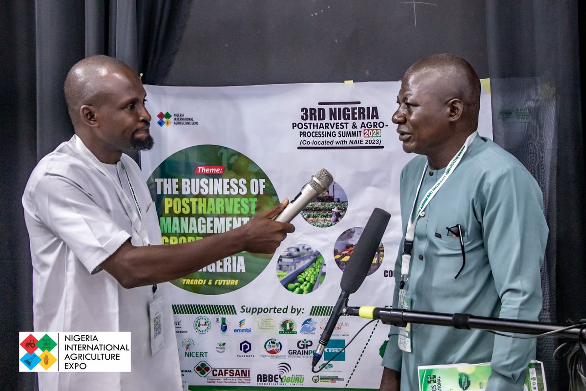 AmbAbiodunola's tweet photo. 3rd Nigeria Postharvest & Agroprocessing Summit(NIPHAS)2023 - Amb.Abiodun Kolade OLANIYI interviewing Mr. Victor Yashim of JPAH Community Intervention. #niphas2023 #niphas #niae2023 #niae #agriquestafrica https://t.co/ycQlwmYs1p
