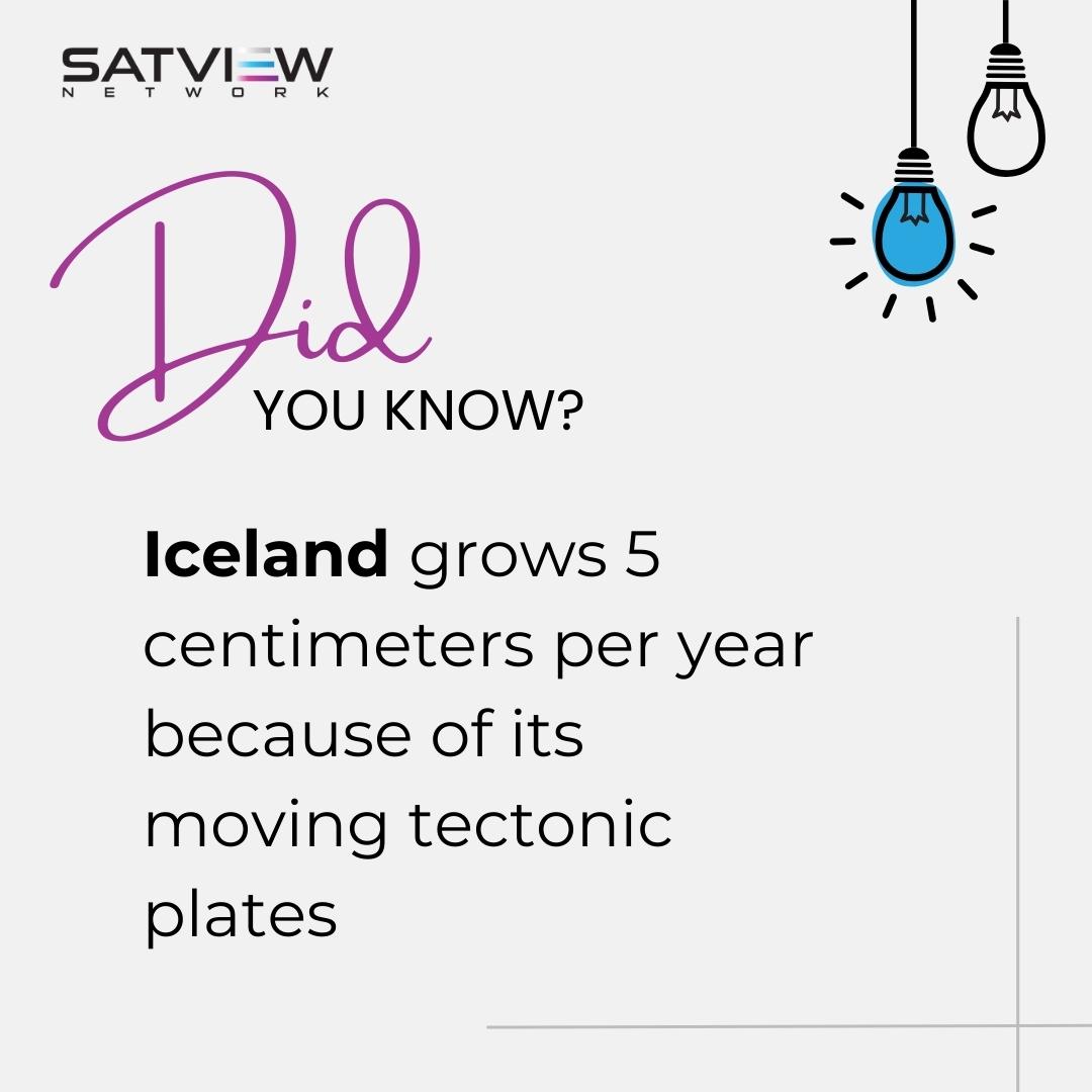 freeflixplus's tweet photo. Iceland is always on the move! 🌍🇮🇸 It grows 5cm each year 🌋✨

#SatviewNetwork #FunFactFriday https://t.co/T5Lc509uIS