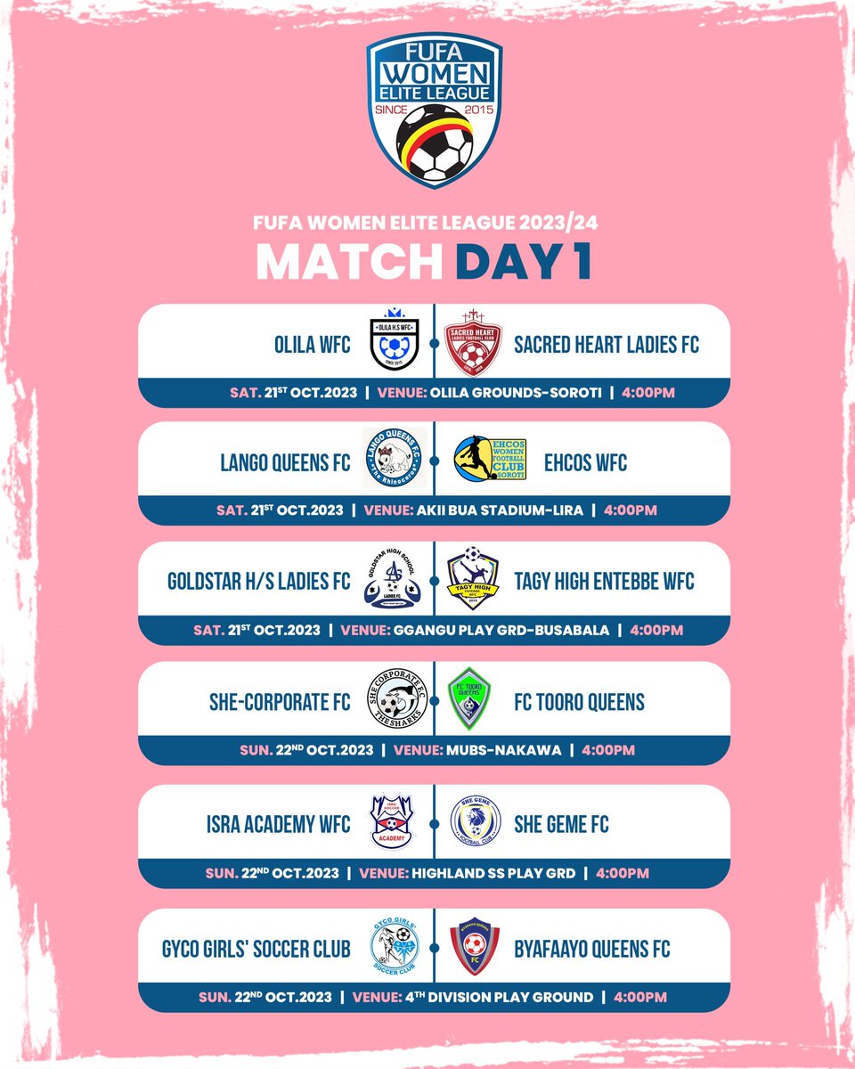 FUFAWomen's tweet photo. The 2023-2024 FUFA Women Elite League Season starts this weekend.

#FWEL | #WomenFootballUG https://t.co/Ut1CKXnGuw