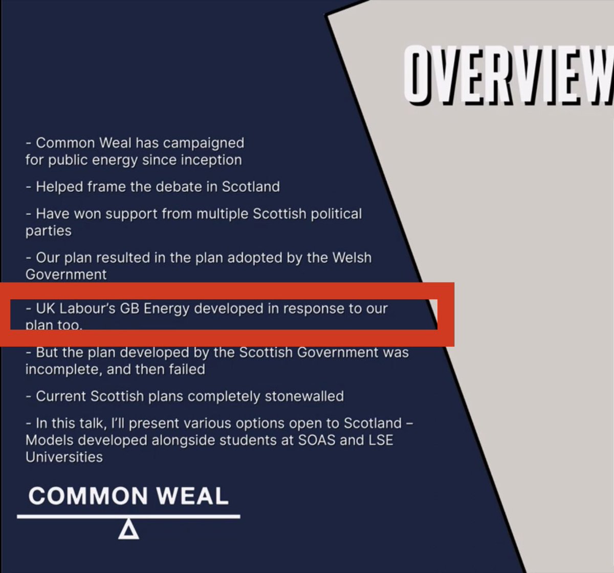 Common Weal taking credit for the Labour Party’s GB Energy proposal.