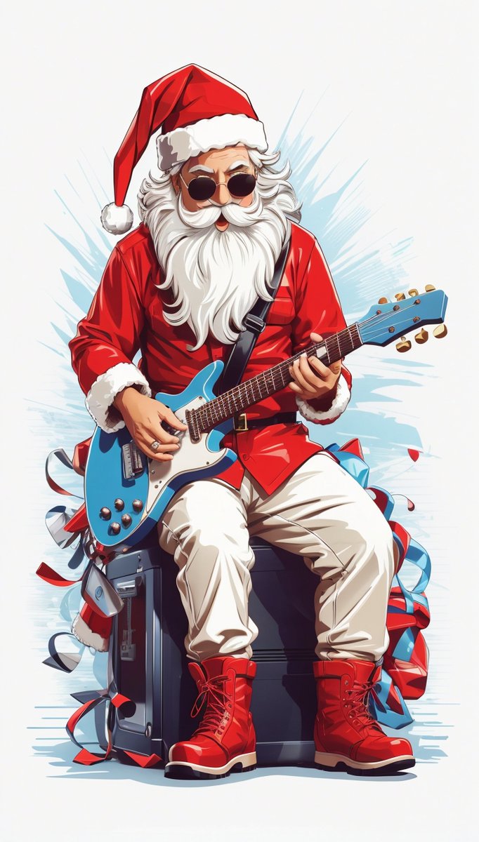 aiimagegallery's tweet photo. Like a rock star, Santa Claus is strumming an electric guitar. #ai #aiimages #santaclaus #Christmas #Christmas2023 #vector #vectorart #tshirtprinting #tshirts #tshirtdesign https://t.co/plqOpiOulS