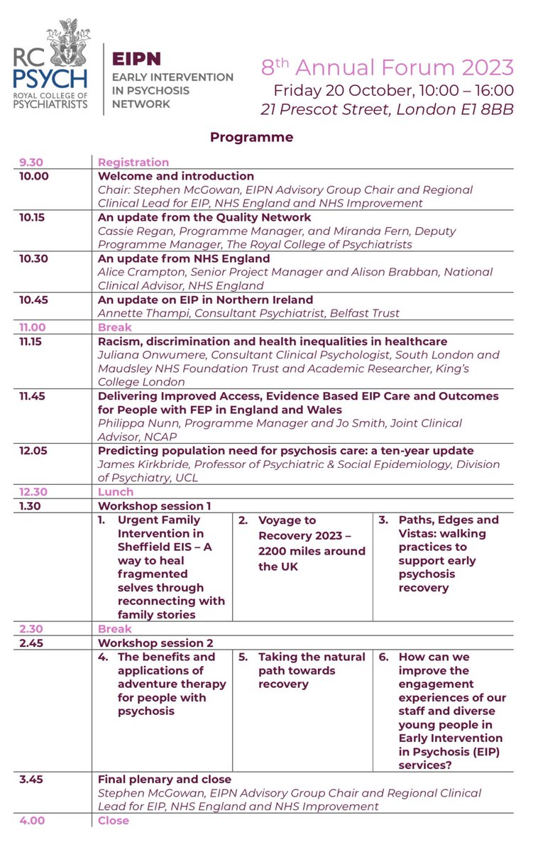 KateAllen1's tweet photo. Looking forward to the EIP Network conference today #EIPN @rcpsych talking about #NCAP, the importance of EIP &amp; exploring our evidence based practices that makes recovery so good! Can’t wait to see my EIP pals from across the UK too 🤩 #NHSEngland @sabpNHS https://t.co/C0a7GFwsIw
