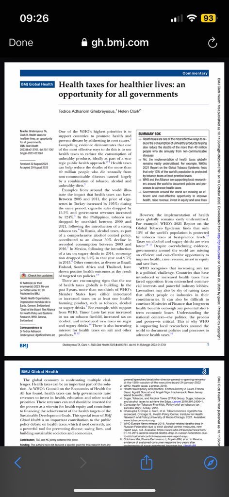 MartenRobert's tweet photo. #HealthTaxes are one of most effective policy tools and yet least used. Policy&amp;systems research can help us understand how to best frame, expand and implement #healthtaxes to save lives remind @DrTedros @HelenClarkNZ in @GlobalHealthBMJ @AllianceHPSR https://t.co/gZAKCNKZeG https://t.co/pQLDDxCeZ9