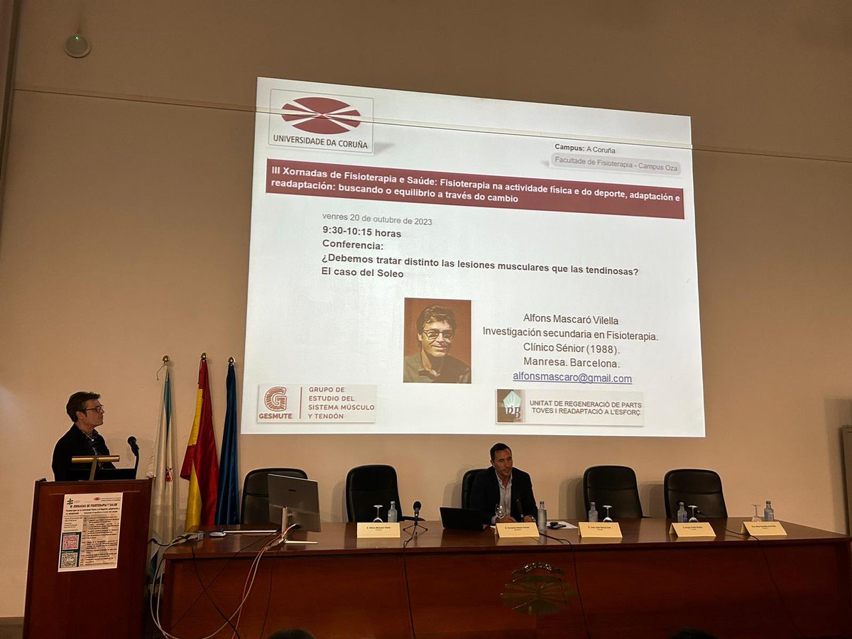 El Dr. Alfóns Mascaró abre las jornadas con su conferencia acerca del tratamiento de las lesiones musculares y tendinosas en la <a href="/ffisudc/">Fac Fisioterapia UDC</a>