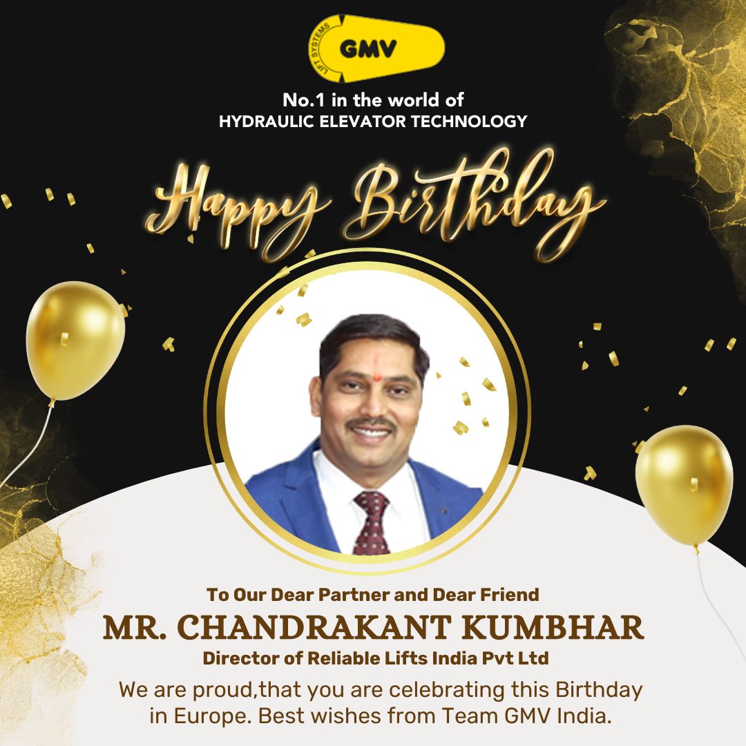 gmvindia's tweet photo. Happy Birthday to our dear partner and friend, Mr. Chandrakant Kumbhar, Director of Reliable Lifts India Pvt Ltd.!🎉 

May your journey ahead be filled with success, happiness, and new heights!🎁

#GMV #PartnerBirthday #birthday #Elevator https://t.co/E1f3IWdndS