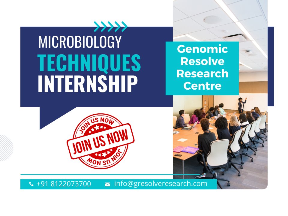 In Microbiology Techniques Internship selected intern's everyday responsibilities include: Work on media grounding and perform food and water wipe tests, help with quality credentials.

gresolveresearch.com/microbiology-t…

#Microbiologytechniques #Microbiology #Microbial #Medicalmicrobiology
