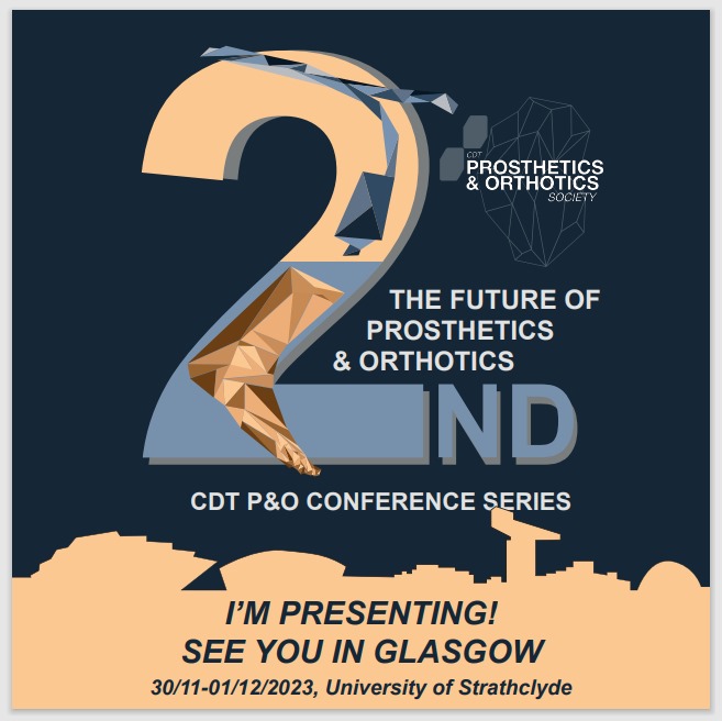 I am heading to Glasgow next month to present my work at #CDTPandOConference23! Check out cdtpando.com/conferences for more info about the conference and how to get tickets. Thanks @CDTPandOSociety
