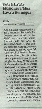 Gracias <a href="/eldiatenerife/">El Día Tenerife</a> siempre apoyando nuestro trabajo.
<a href="/Hermiguaoficial/">Hermigua</a> #MissLava #rutslaislamusic #laislamusic