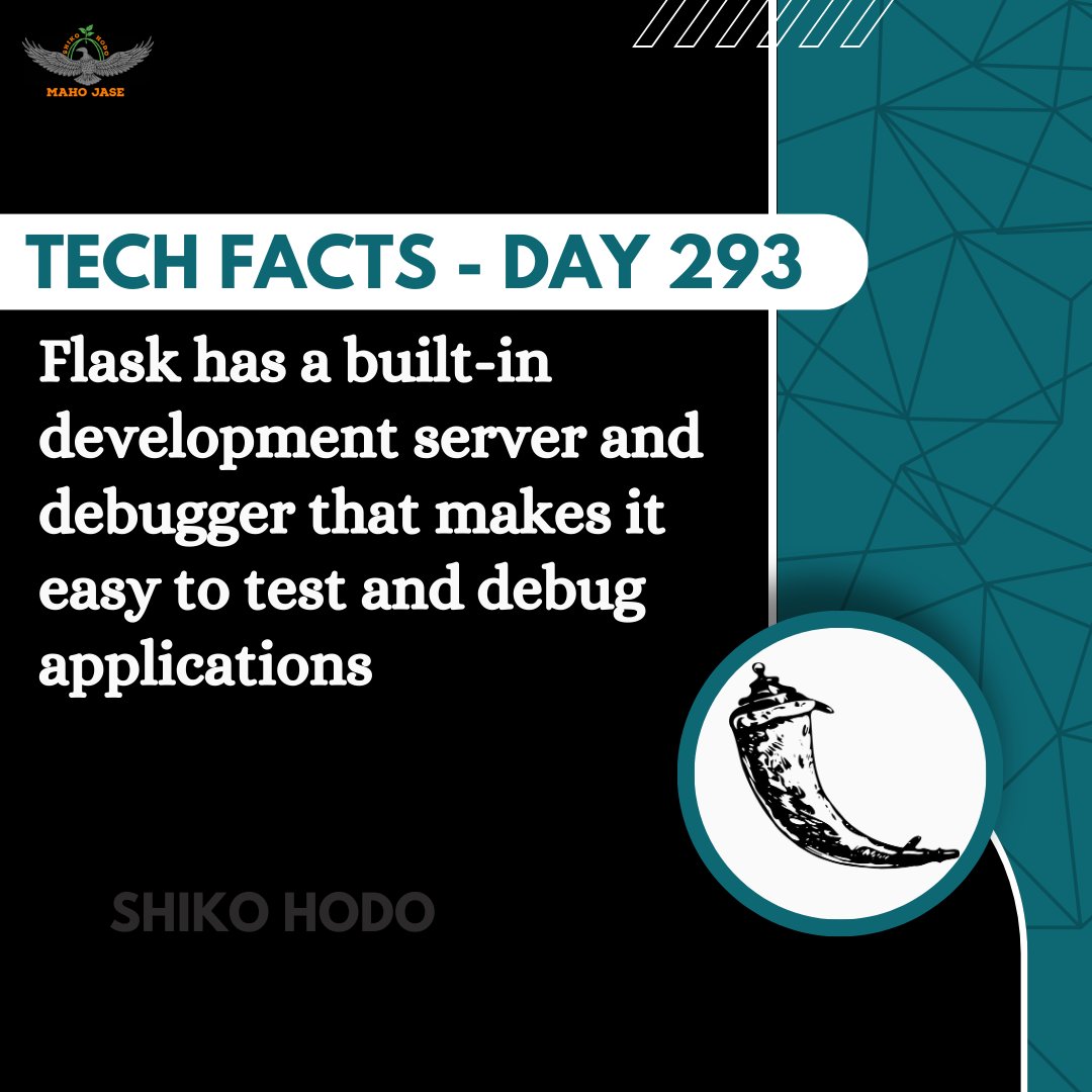 mahojase's tweet photo. Tech Facts: Day 293

#flaskpython #flask #pythonflask #flasktutorial #flaskdevelopment #flaskmicroframework #flaskapi #flaskwebdevelopment #flasktutorialforbeginners #flaskcourse #flaskcertification #python #django  #coding #programming #development #dailytechfacts #mjit https://t.co/k96MB7HJ9t