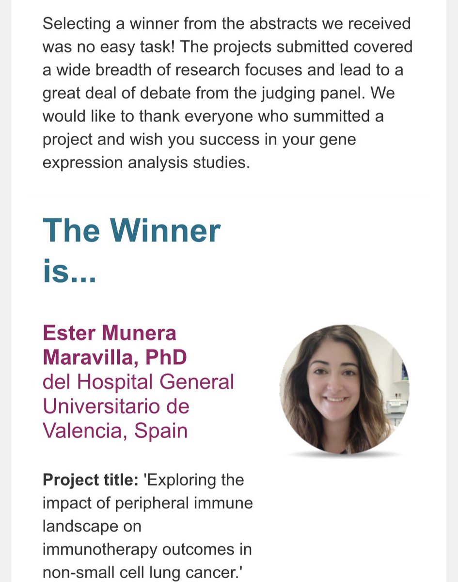 Excelencia Oncología Molecular (@excelenciaonco1) on Twitter photo Congrats to our PhD <a href="/emunereta/">Ester Munera</a> !! She has just received an nCounter Sprint Loaner Grant from @nanostringtech 
In the following months, we will have the opportunity to develop our project about the impact of peripheral immune landscape on immunotherapy outcomes in NSCLC! 
<a href="/fihguv/">FIHGUV</a> Congrats to our PhD <a href="/emunereta/">Ester Munera</a> !! She has just received an nCounter Sprint Loaner Grant from @nanostringtech 
In the following months, we will have the opportunity to develop our project about the impact of peripheral immune landscape on immunotherapy outcomes in NSCLC! 
<a href="/fihguv/">FIHGUV</a>