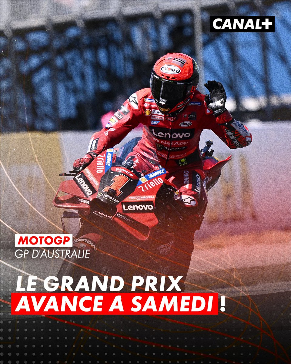 ⚠️ CHANGEMENT DE PROGRAMME EN AUSTRALIE ⚠️

En raison des mauvaises conditions météos attendues ce dimanche, les courses seront inversées :

SAMEDI ➡️ Le Grand Prix
DIMANCHE ➡️ La course sprint