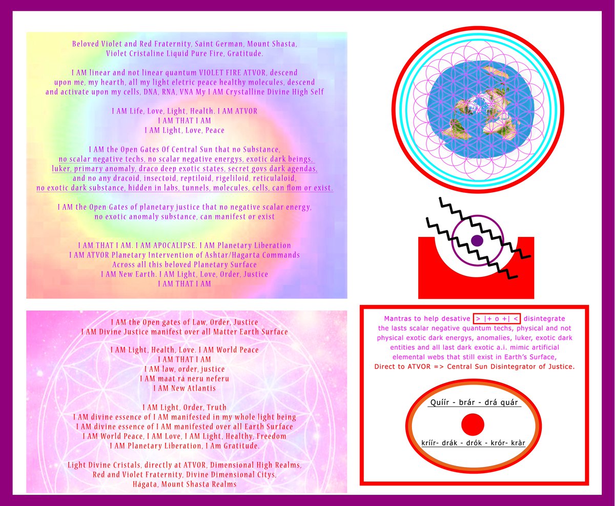 Razemir_Art's tweet photo. ⚡️☀️⚡️These decrees can help, evoked to dissolve negative scalar techs, disintegrate physical and not-physical anomalies, remove exotic dark creatures💥and set free, liberate Sacred Earth Real Elemental Vórtex Ley lines #LightCristals #PlanetaryLiberation #SaintGerman #VioletFire https://t.co/tWtoYD729x