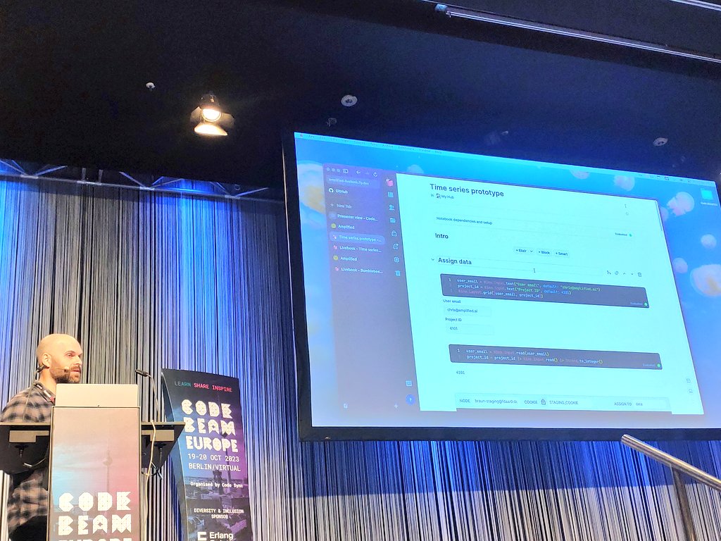NickGnd's tweet photo. "Livebook is such a great tool for fast prototyping"
Christopher Grainger connecting to production via @livebookdev and with just few clicks, building graphs and summarizing text for clients and colleagues. Fast iteration and feedback for the win!
#CodeBEAMEU #myelixirstatus https://t.co/J1D6LuOzx8