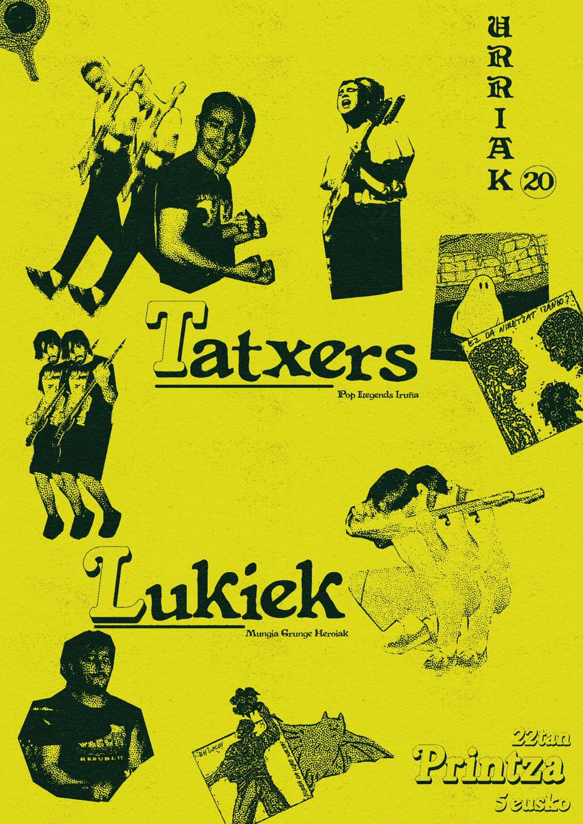 GAUR! HOY!

📍 Lekunberri (Printza)
🧑🏼‍🎤 + Tatxers
⏰ 22:00
🎟️ 5€ (sarrerak agortuta/entradas agotadas)
