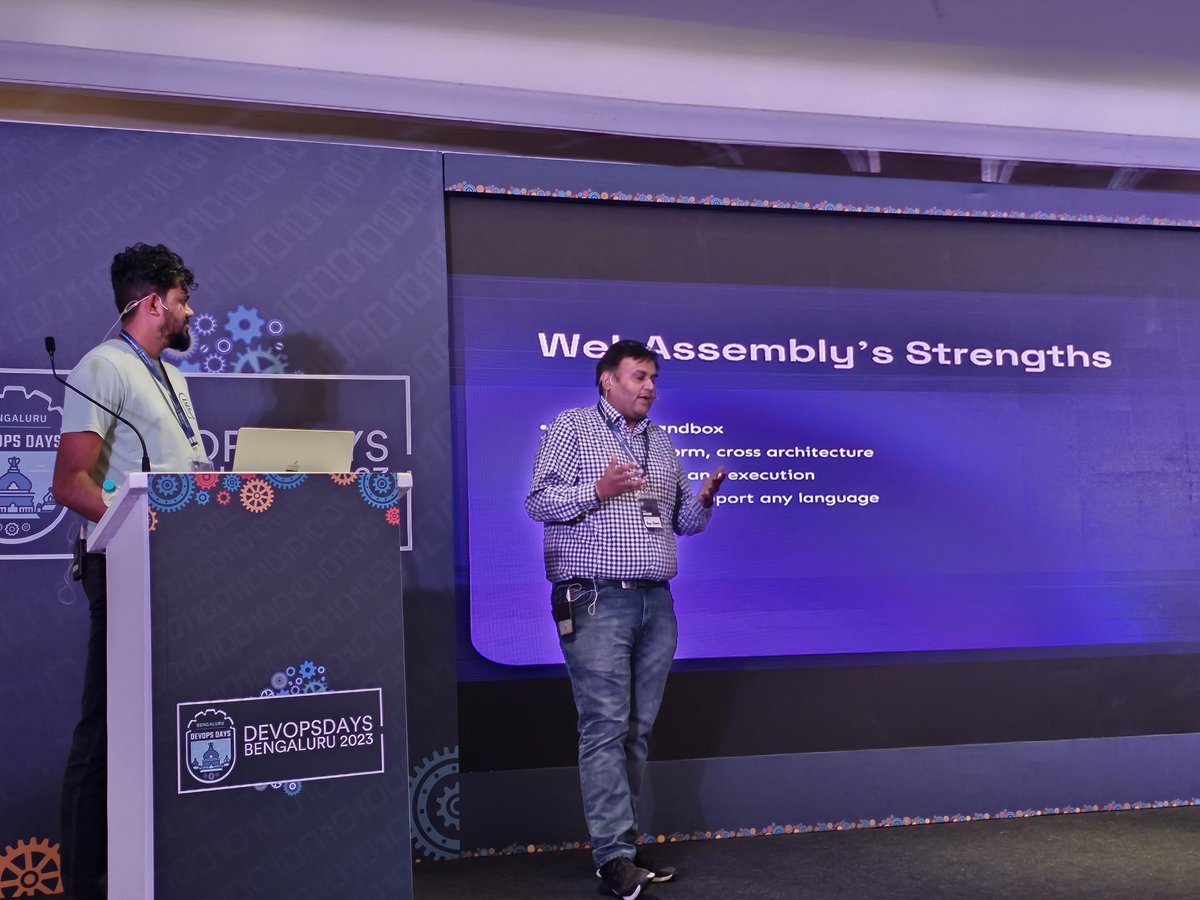 devopsdays_blr's tweet image. We have @rajatjindal1983 and @KarthikGaneshr1 on stage telling us about 
No-ops + Serverless with WebAssembly - made for each other 🚀🚀

#DevOps #DevOpsDays #DevopsDaysBLR