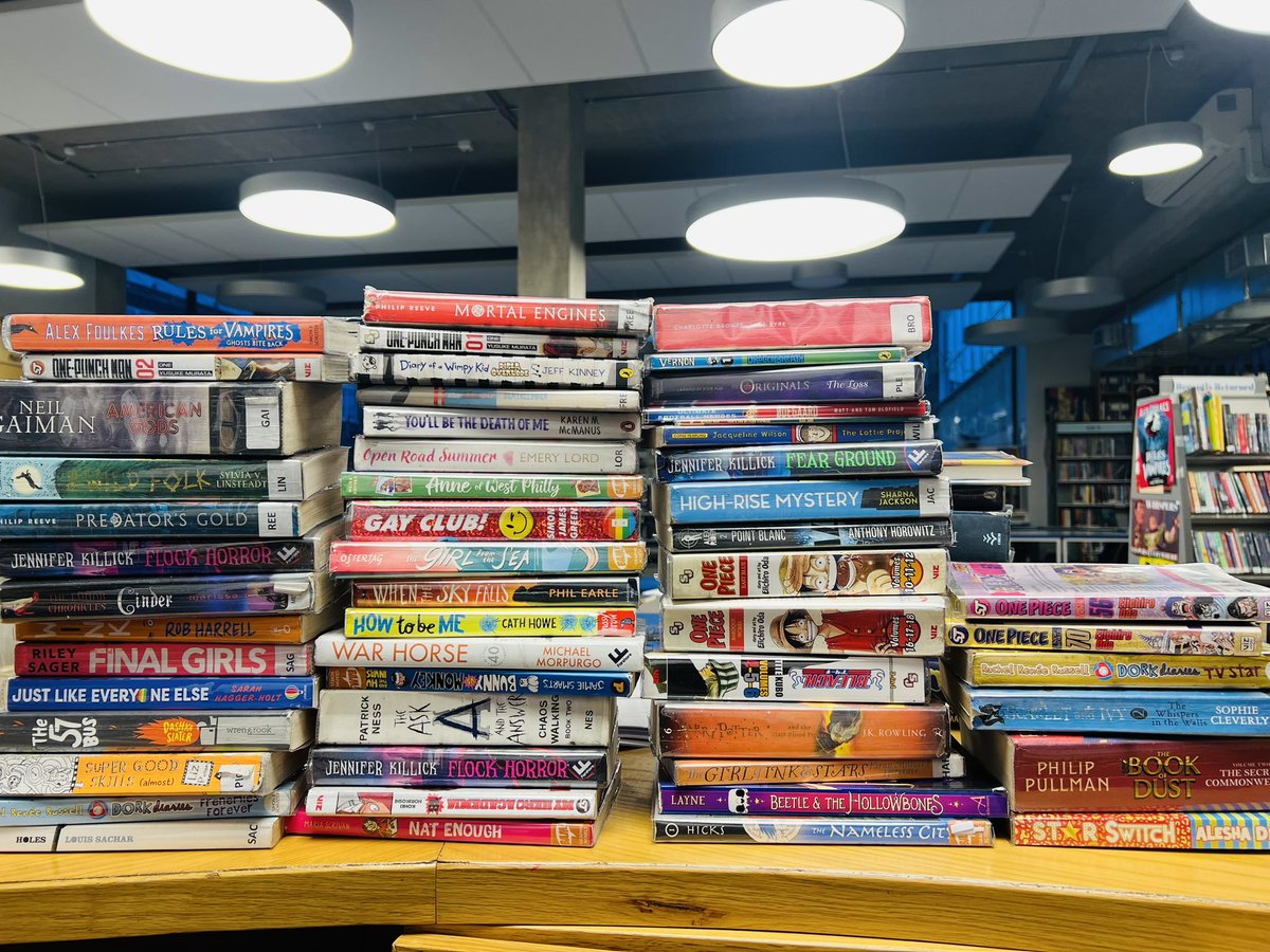 I read a lot of articles from educators pondering why kids don’t read anymore. Here’s a small sample of the book returns from yesterday. Kids will read if you give them a space to do so, a diverse collection and someone who relentlessly &amp; enthusiastically promotes #reading.