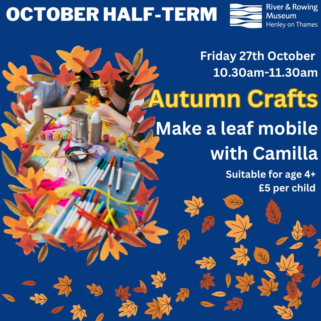 In next Friday's activity, Camilla will show us leaf 🍁 printing to create a beautiful, autumnal leaf mobile to decorate your house with. Most suitable for ages 4+, please book a space by emailing museum@rrm.co.uk

#HenleyOnThames #HalfTerm #HolidayActivities