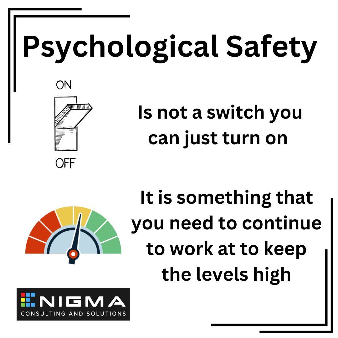 EnigmaCAS's tweet photo. Psychological safety is a crucial aspect of any successful team or organisation and requires consistent effort to foster an environment where individuals feel safe to speak up, share ideas, and take risks without fear of judgment or retribution.

#PsychologicalSafety #TeamCulture https://t.co/F53YtnKVig