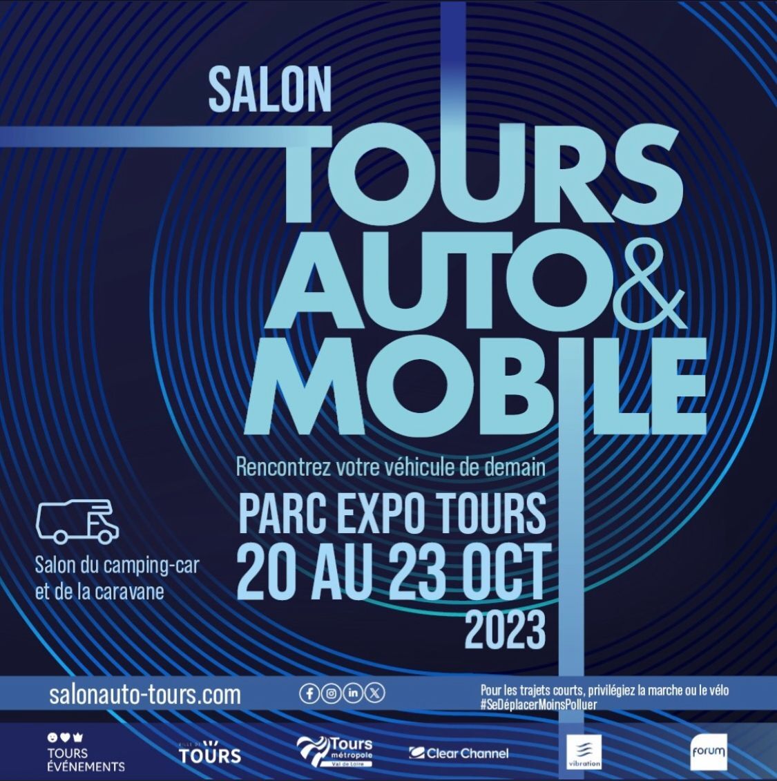 ToursAutoMobile's tweet photo. 🎉 Ouverture du salon Tours Auto &amp; Mobile
Jusqu'au 23 octobre retrouvez un Village des Mobilités, de nombreuses marques automobiles, et le salon du camping-car van et caravane
👉 Pensez à réserver pour réduire votre attente sur place https://t.co/oRhXUM6O0k https://t.co/81rlOzctK2