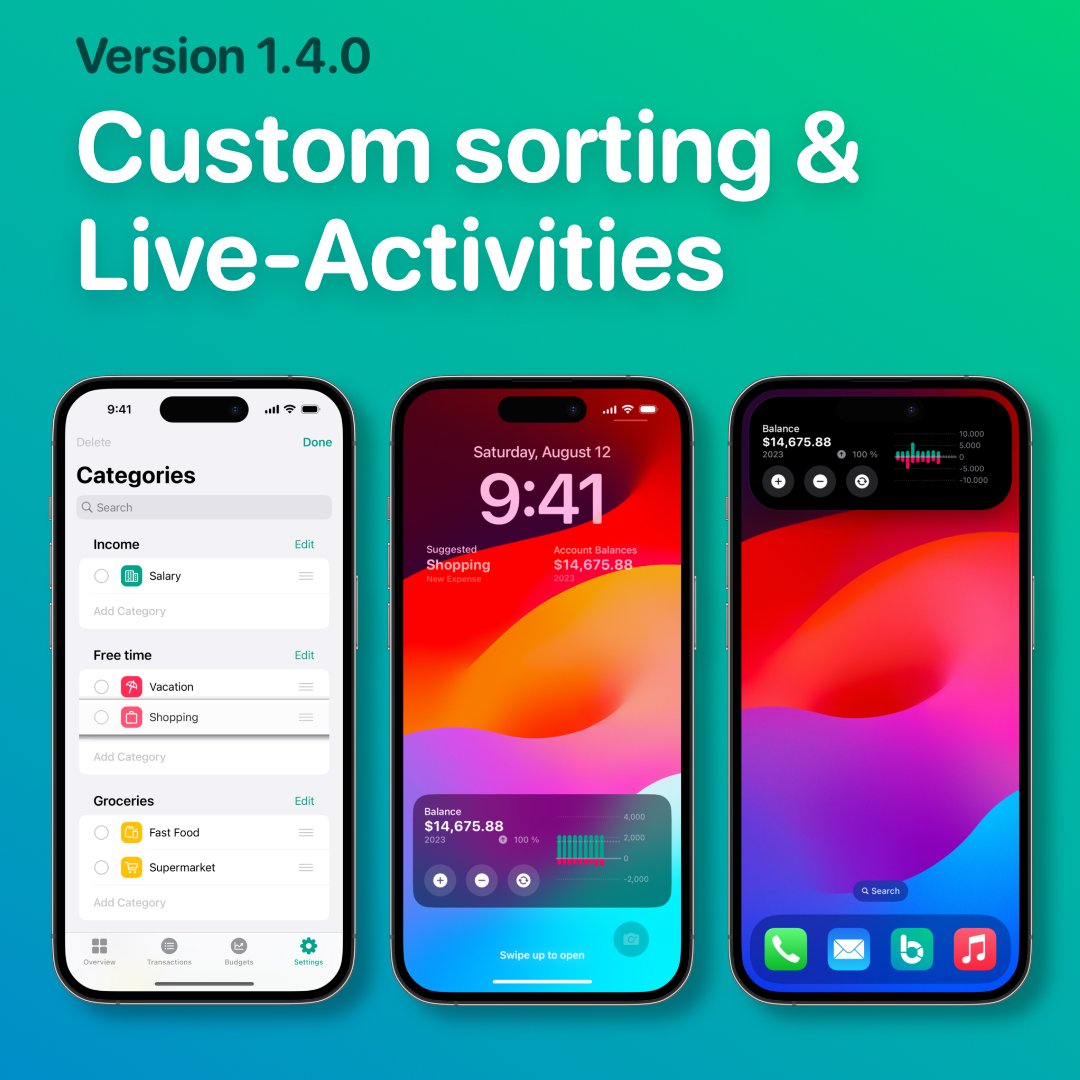 Version 1.4.0 of Budget Flow adds the highly requested feature to manage payees within the app, includes Apple Pay integration via shortcuts, supports Live Activities, provides the ability to sort items as you like, and much more!

Download now for free: apps.apple.com/app/id/1640091…