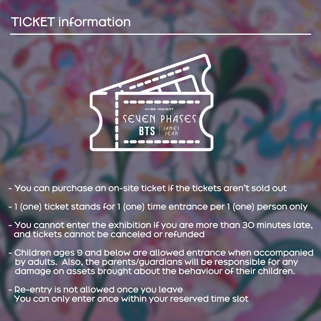Are you excited Manila?
Ticketing for the [HYBE INSIGHT] BTS X JAMES JEAN: SEVEN PHASES EXHIBITION is now open!

Here are some key information.
🎫 Tickets available exclusively on SM Tickets.
🔗 Ticketing Website: smtickets.com/custom/SevenPh…