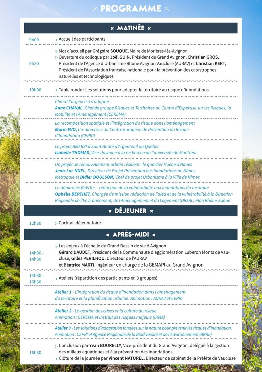 ResilienceTour's tweet photo. Une journée avec @CeremaCom #CEPRI @RisquesMajeurs @AFPCNT_risques @UMontreal @nimes @NimesMetropole @PlanRhone @GrandAvignon @Avignon @AURAV_Avignon
La journée s'intègre à l'étape #Vaucluse du Résilience Tour ⤵️
https://t.co/AGPzKVXKKv https://t.co/FegfbisMnh